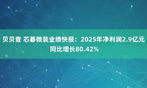 贝贝查 芯碁微装业绩快报：2025年净利润2.9亿元 同比增长80.42%