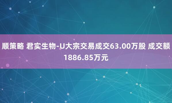 顺策略 君实生物-U大宗交易成交63.00万股 成交额1886.85万元